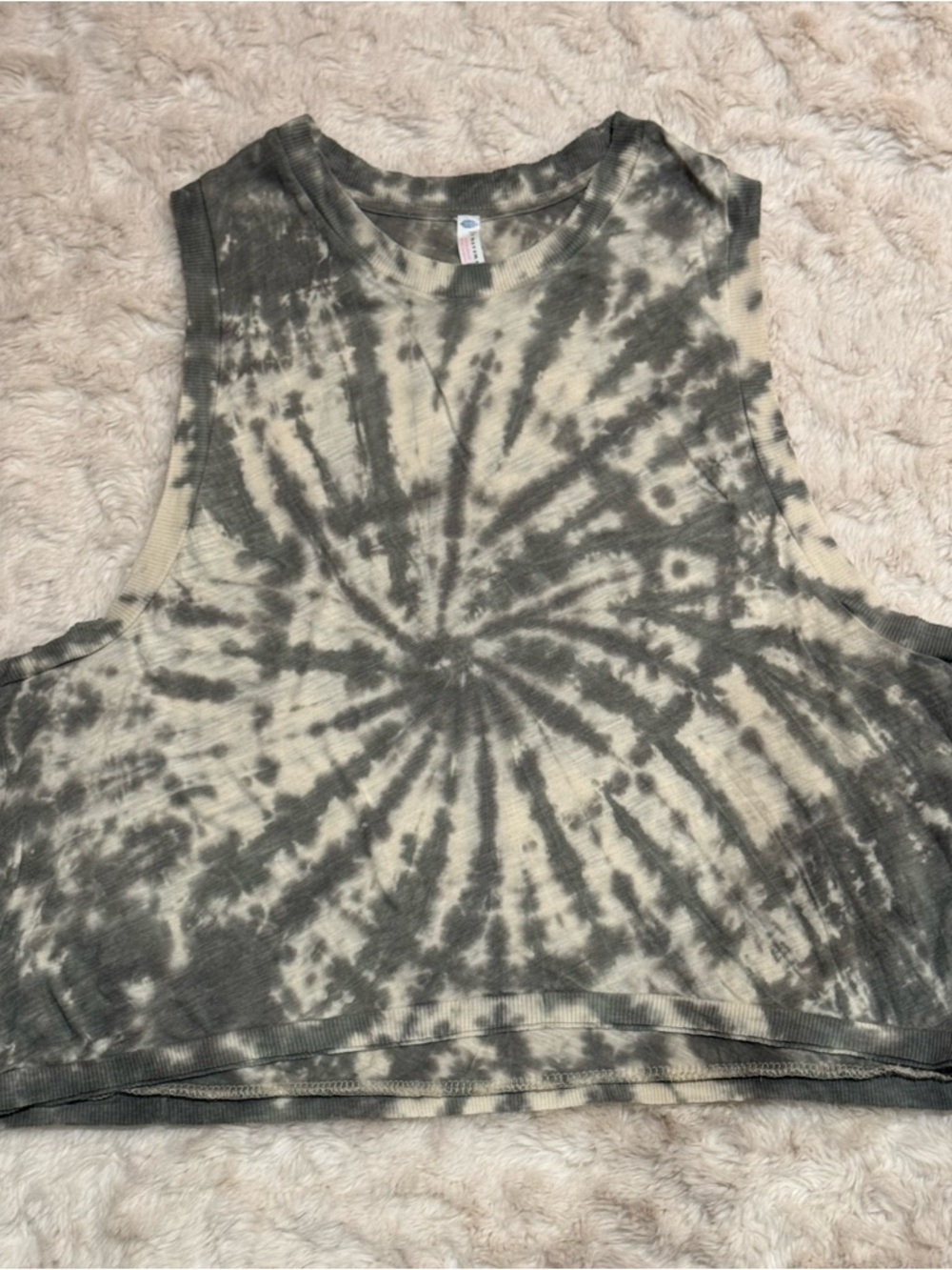 Free People Spiral Tie-Dye Ribbed Crop Tank - Gray & Cream